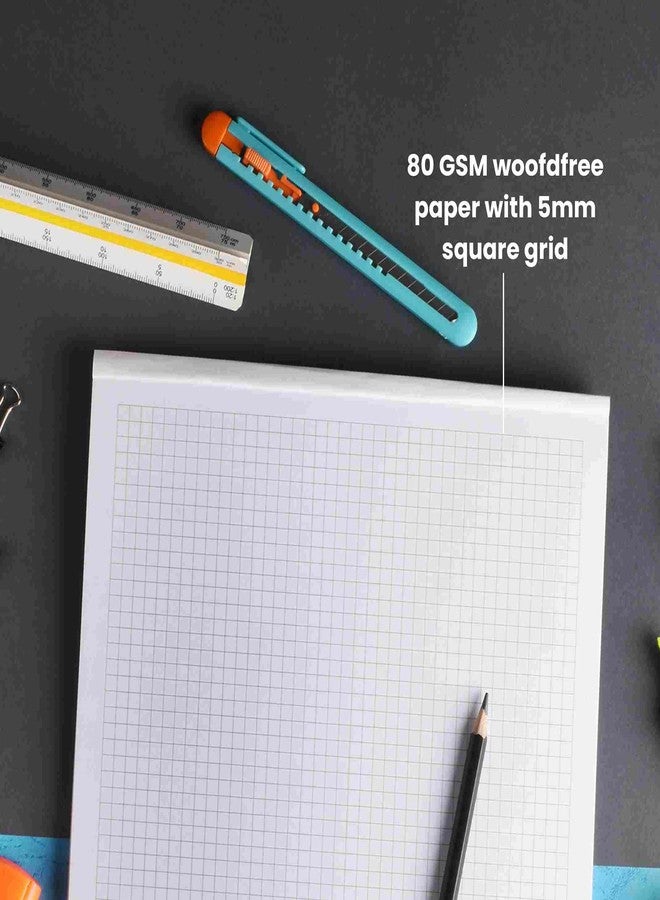 Scholar Square Grid Writing Pad - 80 GSM Paper | 50 Sheets Each | Smooth Paper with Clear Square Ruling | Ideal for Mathematics, Geometry, Graph Work, Engineering Drawings, School & College Use | Neat Writing Practice Pad for Students, Teachers & Professionals (Pack of 5) (A4) - Image 3