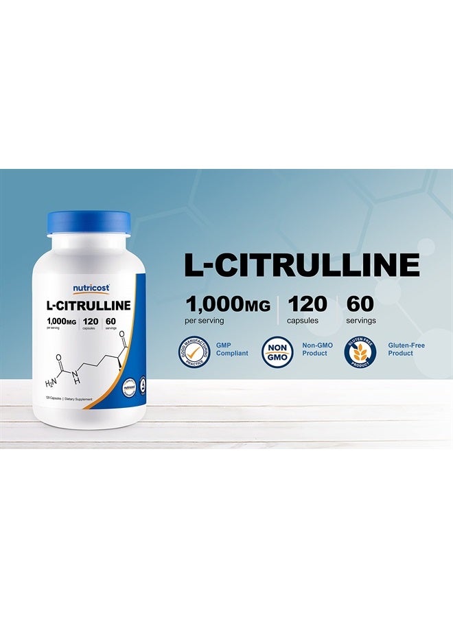 Nutricost L-Citrulline 500mg, 120 Capsules - Gluten Free, Non-GMO, 1000mg Per Serving (60 Serv) - Image 3