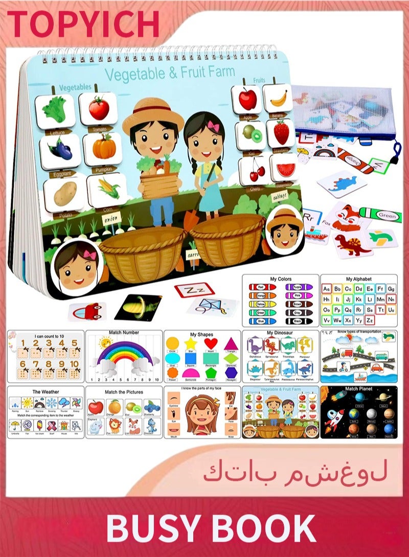 توبيتش كتاب مشغول للأطفال، ألعاب مونتيسوري للأطفال الصغار، ألعاب مونتيسوري للأطفال الصغار، ألعاب تعليمية حسية للتوحد، غلاف أنشطة تعليمية للأطفال الصغار قبل سن المدرسة وكتب مبكرة - للأولاد والبنات تنمي المهارات الحركية الدقيقة - Image 1