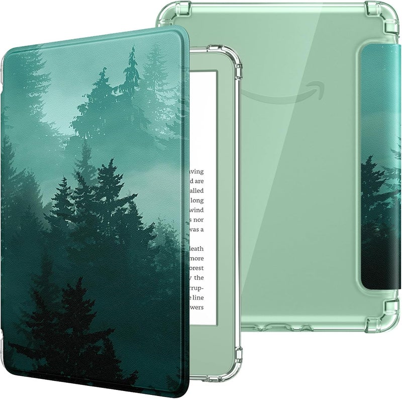 MoKo Case for 6" Kindle (11th Generation-2024/2022 Release), Ultra Clear Soft Flexible Transparent TPU Back Cover Light Shell with Auto Wake/Sleep for Kindle 11th Generation 2024, Green Forest - Image 1