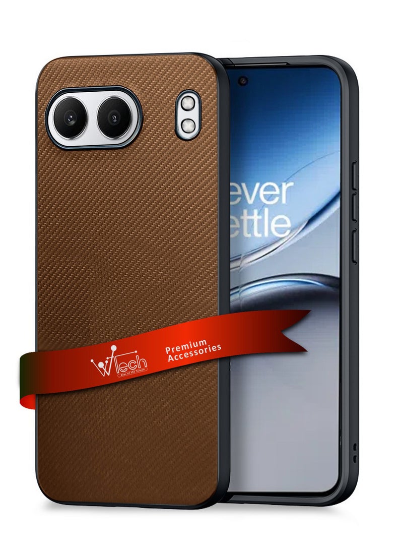 Wtech OnePlus Nord 4 5G 2024 Silicone Hard Back Fabric Texture Side TPU Case Cover - Brown - Image 1