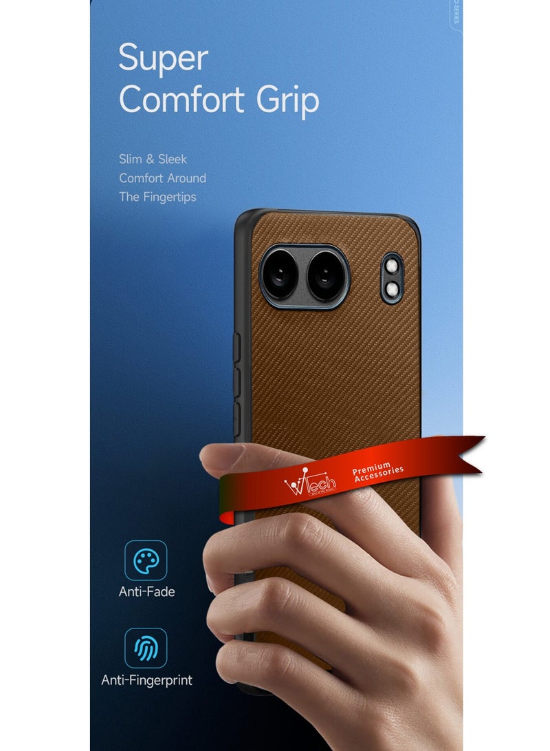 Wtech OnePlus Nord 4 5G 2024 Silicone Hard Back Fabric Texture Side TPU Case Cover - Brown - Image 2