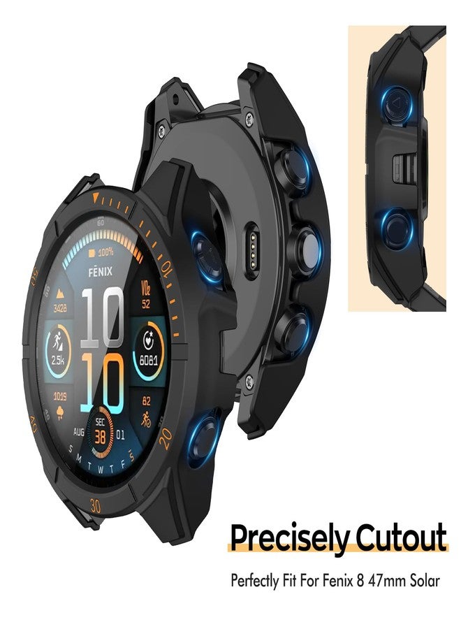 ISABAKE Fenix 8 47mm Solar Watch Case Cover,TPU Bumper Screen Protector Hard PC Full Protection Cover Compatible with Garmin Fenix 8 47mm Solar (Not for Fenix 8 47mm Amoled) - Image 2