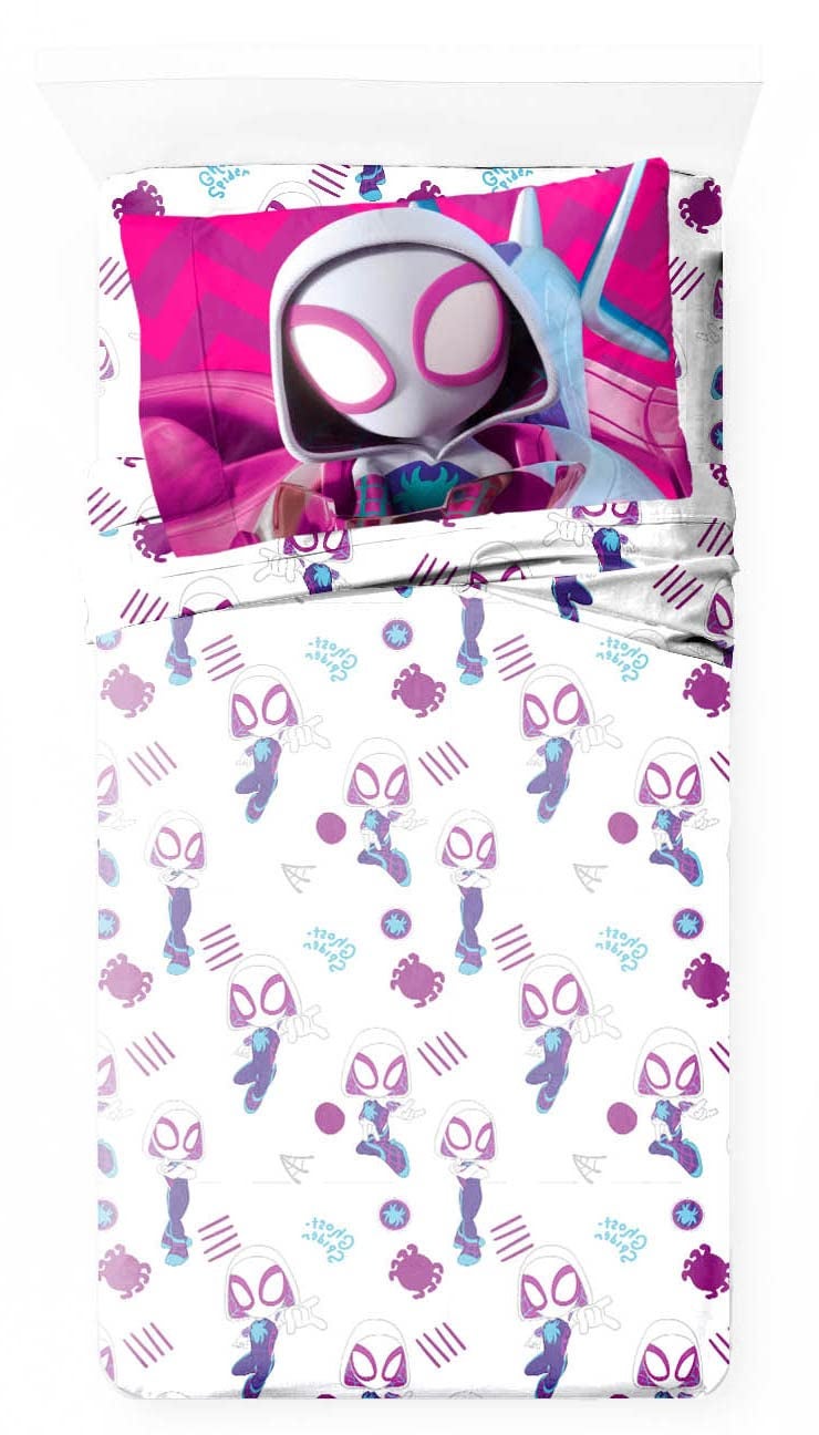 Marvel Spidey & His Amazing Friends Ghost Spider Gwen Twin Size Sheet Set - Super Soft Kids 3 Piece Bedding Set - Fade Resistant Microfiber Sheets - Image 2
