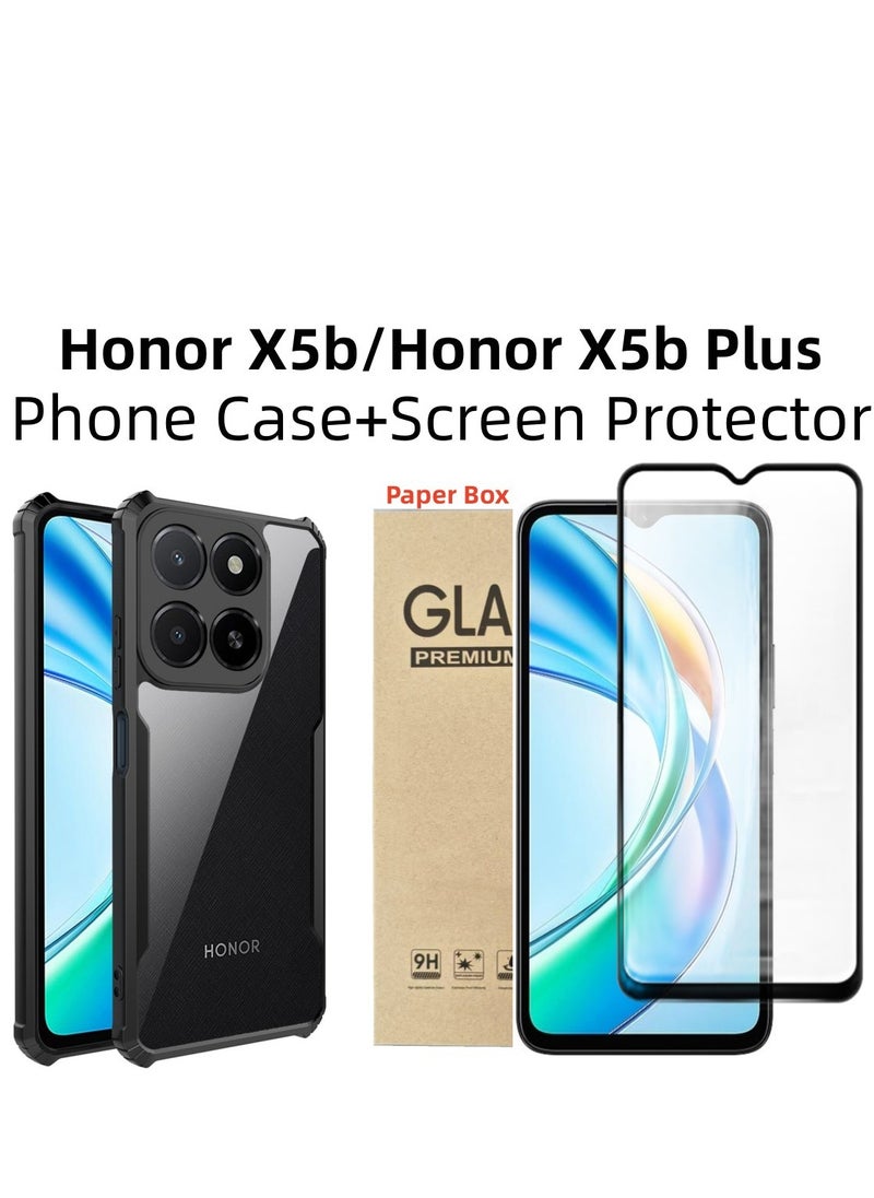 Generic - [1+1 Sets] For Honor X5b/ Honor X5b Plus 4G Case Cover & Screen Protector Phone Case with Anti Drop Function,Tempered Flim - Image 1