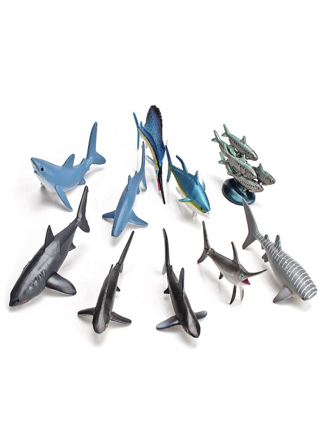 محاكاة نموذج سمكة صغيرة للمحيطات، سمك السردين، سمك القرش الأبيض الكبير، سمك أبو سيف، سمك القرش الحريري، سمك القرش الحوت، القرش الأزرق، اللون: BL-1031 10 سمكة بحرية 63 جم - Image 4