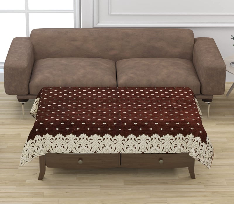 Dazzling DECOR Sofa Seater Slip Covers with Arm and Cushion and Table Cover - 3+2 Seater Velvet Sofa Cover Set for Single Sofa Couch - 5 Seater Sofa Seat Protector Slip and Back, 2801_Coffee - Image 4