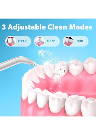 خيط تنظيف الأسنان المائي، 7 أوضاع قابلة لإعادة الشحن لتنظيف الأسنان، جهاز ري فموي لاسلكي محمول IPX7 مقاوم للماء للسفر المنزلي، أسود - view 3