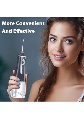 خيط تنظيف الأسنان المائي، 7 أوضاع قابلة لإعادة الشحن لتنظيف الأسنان، جهاز ري فموي لاسلكي محمول IPX7 مقاوم للماء للسفر المنزلي، أسود - view 4