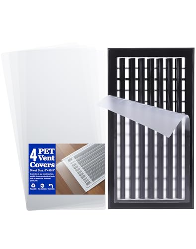 A ANYSSI 4 عبوات أغطية فتحات PET مع لاصق نانو، 8" × 15.5" لفتحات الأرضية والجدران والأسقف وسجلات الهواء، للسيارات المتنقلة، المنزل، فتحات تكييف الهواء في المكتب، غير مغناطيسية، تناسب الأغطية البلاستيكية والخشبية والحديدية والألمنيوم. - Image 1