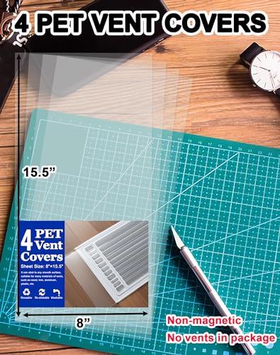 A ANYSSI 4 عبوات أغطية فتحات PET مع لاصق نانو، 8" × 15.5" لفتحات الأرضية والجدران والأسقف وسجلات الهواء، للسيارات المتنقلة، المنزل، فتحات تكييف الهواء في المكتب، غير مغناطيسية، تناسب الأغطية البلاستيكية والخشبية والحديدية والألمنيوم. - Image 2