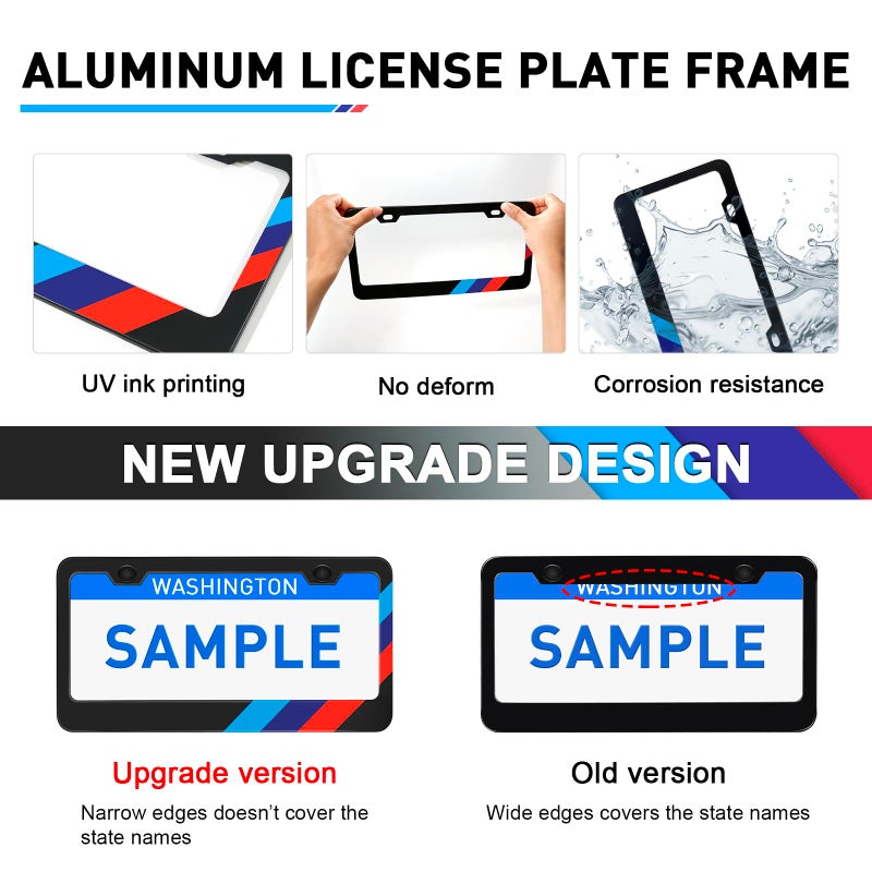 KENTUTO License Plate Frames for BMW Accessories Universal Solid Rust-Proof Aluminum Matte Black License Plate Cover for Front and Rear Car Tags (1 PC) - Image 3