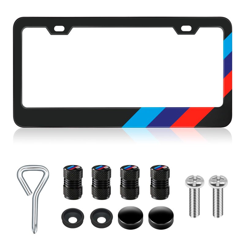 KENTUTO License Plate Frames for BMW Accessories Universal Solid Rust-Proof Aluminum Matte Black License Plate Cover for Front and Rear Car Tags (1 PC) - Image 1
