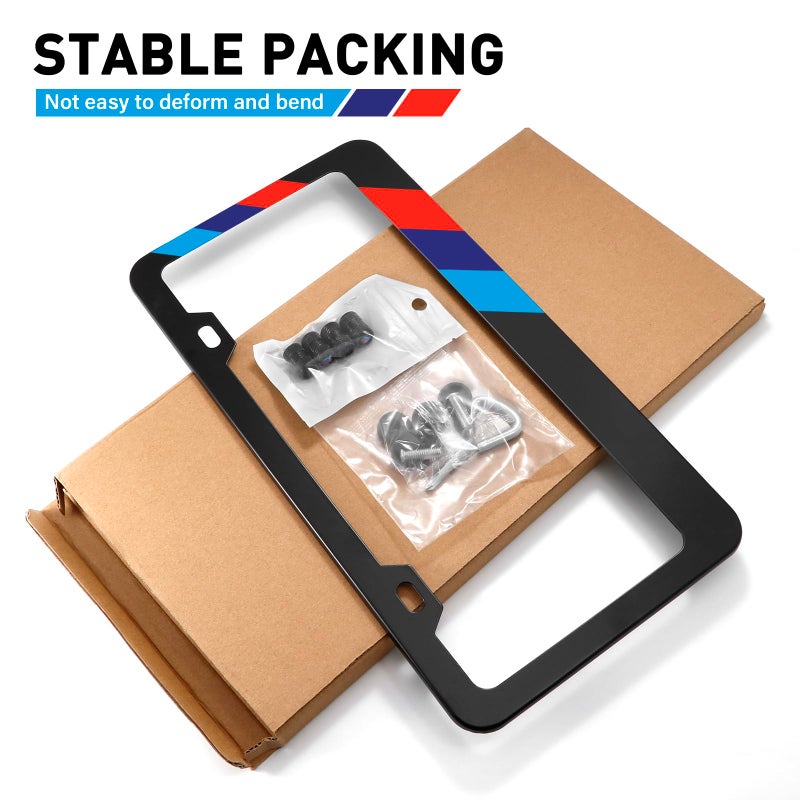 KENTUTO License Plate Frames for BMW Accessories Universal Solid Rust-Proof Aluminum Matte Black License Plate Cover for Front and Rear Car Tags (1 PC) - Image 4