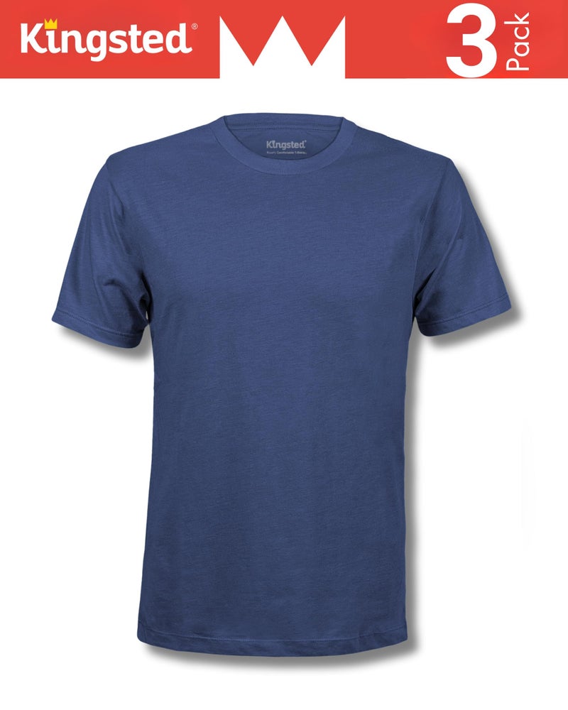 Kingsted Men's T-Shirts Pack - Royally Comfortable - Super Soft Cotton Blend - Short Sleeve Tagless Crewneck - Plain Colored Classic Tees (3 Pack, Cool, 3X-Large) - Image 2