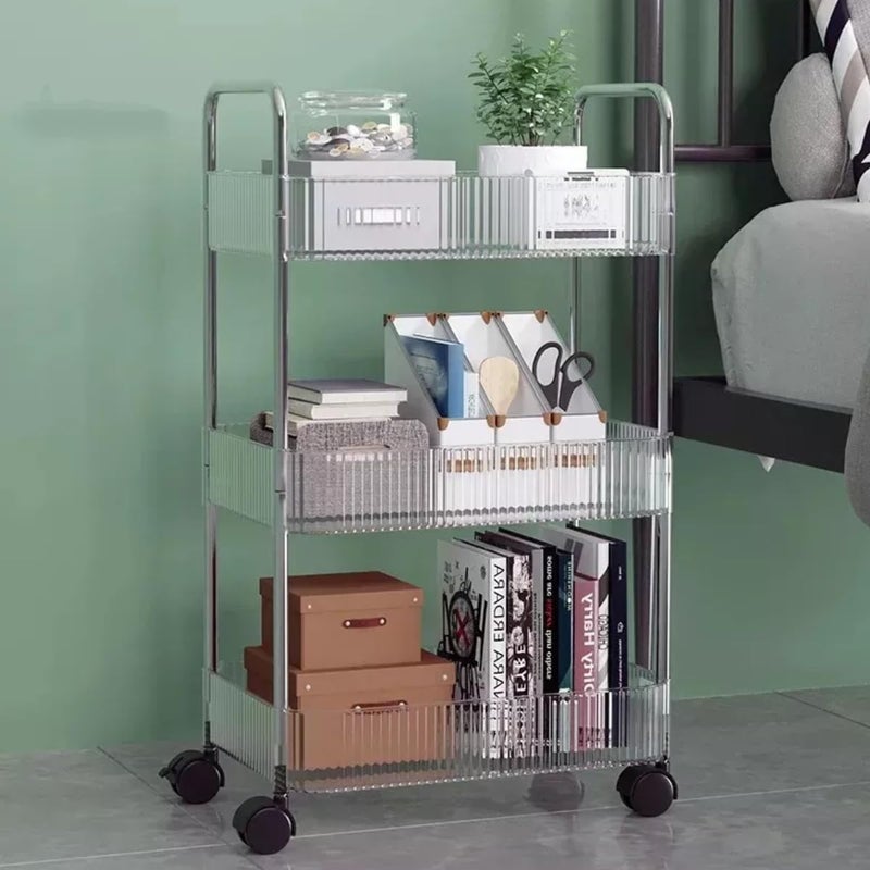 Nala 3 Tier Multi-Purpose Acrylic Organizer Cart With Wheels - Image 3