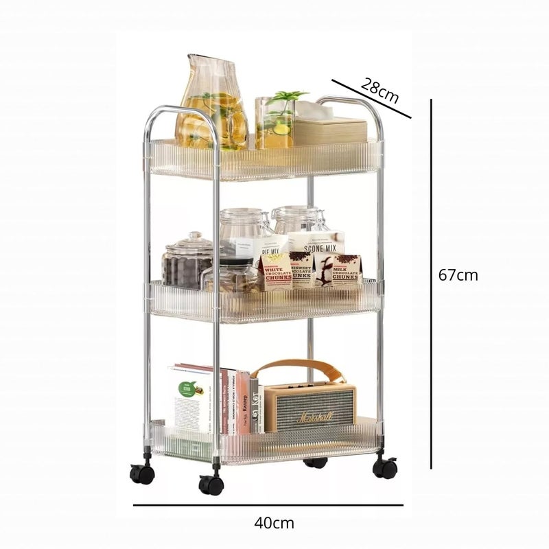 Nala 3 Tier Multi-Purpose Acrylic Organizer Cart With Wheels - Image 2