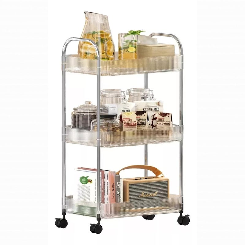 Nala 3 Tier Multi-Purpose Acrylic Organizer Cart With Wheels - Image 1