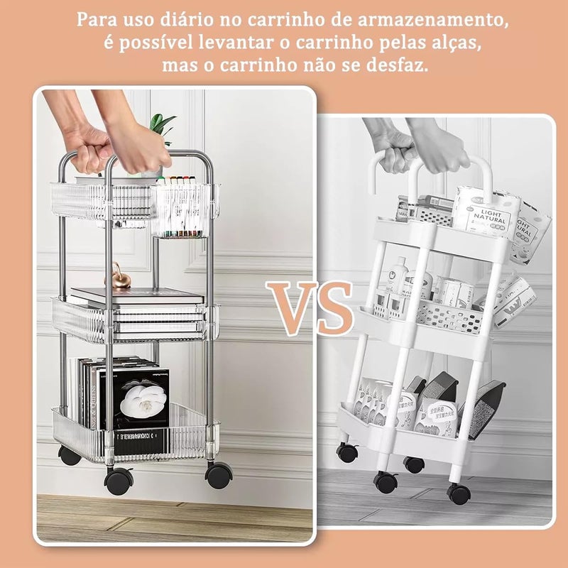 Nala 3 Tier Multi-Purpose Acrylic Organizer Cart With Wheels - Image 4