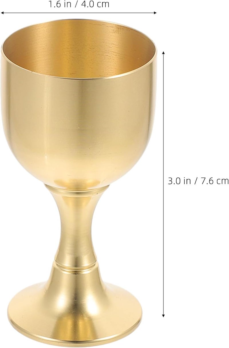 Vosarea Mini Chalice Goblet Vintage Metal Shot Glasses Gold Communion Cup Brass Altar Wine Glasses Buddha Water Offering Bowl for Church Ritual Cocktail Holy Water - Image 1