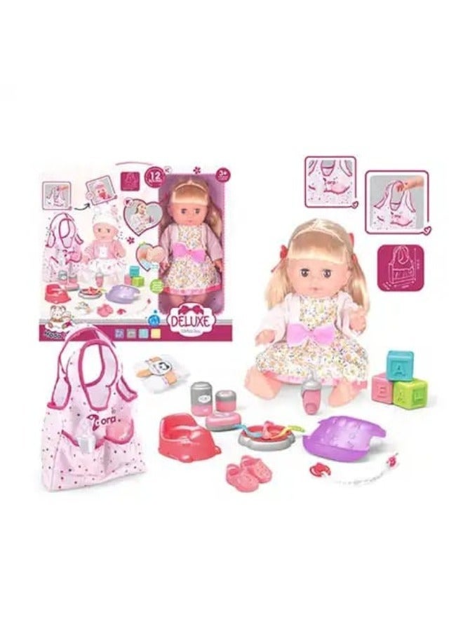 Toy Box Doll Nursing Handbag Set With Music Toilet Feeding Bottle Play House Home Pretend Toys Kids