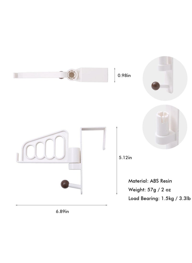 Generic - 2 Pack Over The Door Hooks Hanger, Door Hanger Hooks with Swivel Arm Valet Hook Light ABS Resin Over Door Hangers Hooks for Clothes, Coats, Towels for Bedroom Bathroom (White) - Image 1