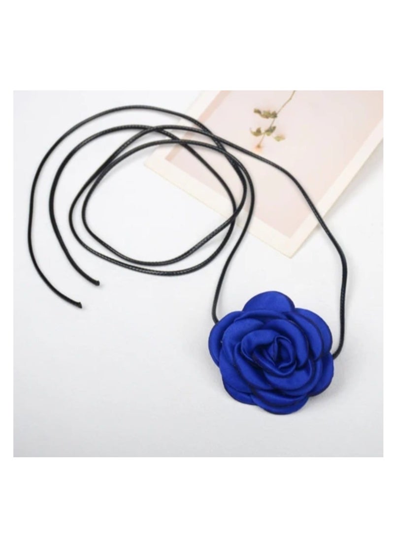 Rose Choker-Necklace In Blue - Image 1