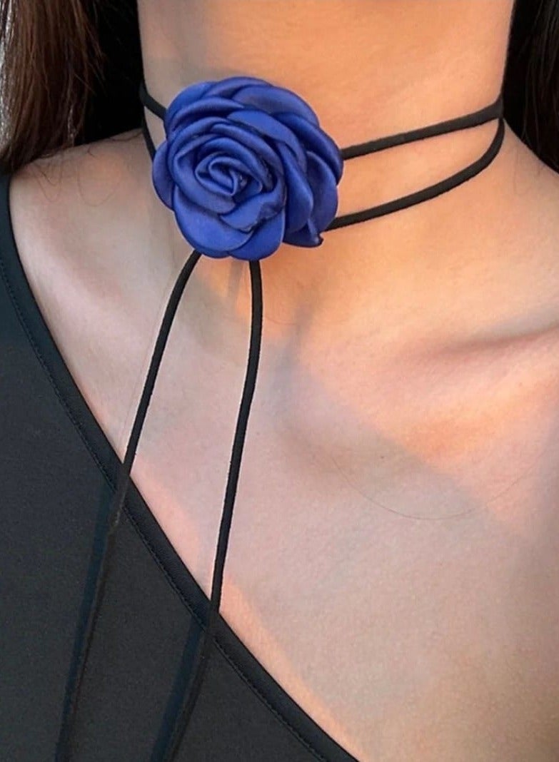 Rose Choker-Necklace In Blue - Image 2