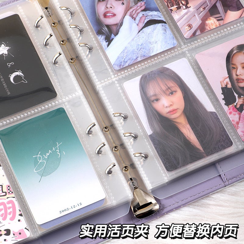 A5 Large Capacity Color Puzzle Macaron Loose-Leaf Card Storage Book Four Grid Small Card Collection Book New Card Book - Image 5