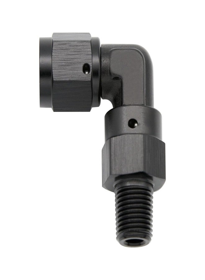 KRD PERFORMANCE 90 Degree -4 AN Female to 1/8" NPT Male Swivel Fitting Adapter Aluminum Black - Image 1