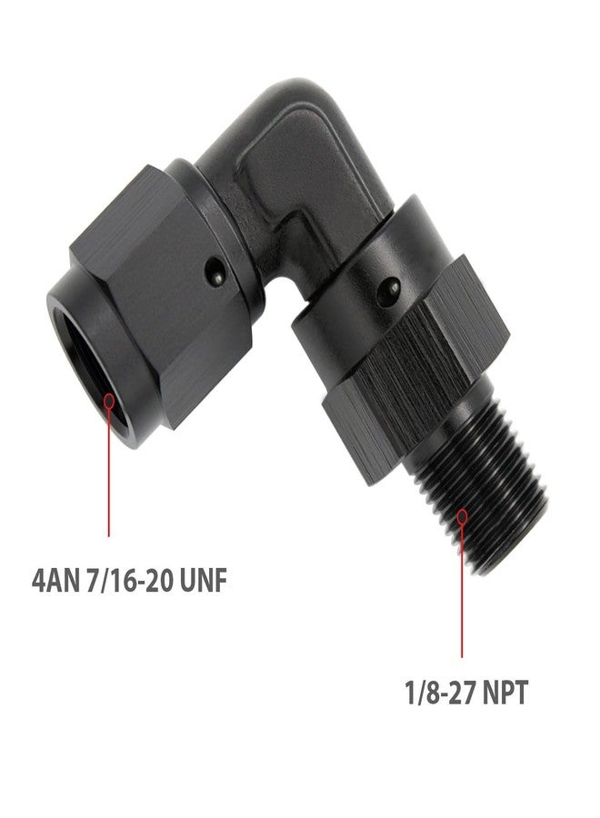 KRD PERFORMANCE 90 Degree -4 AN Female to 1/8" NPT Male Swivel Fitting Adapter Aluminum Black - Image 2