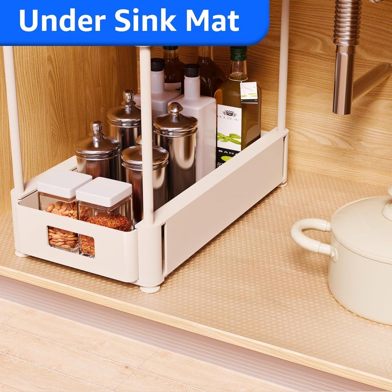 PaBUSIOr Clear Shelf Liners for Kitchen Cabinets: 23.8" Wide Waterproof Under Sink Mat - 23.8" x 288" Translucent Non-Adhesive Easy to Cut Large Cabinet Drawer Liner - Image 3