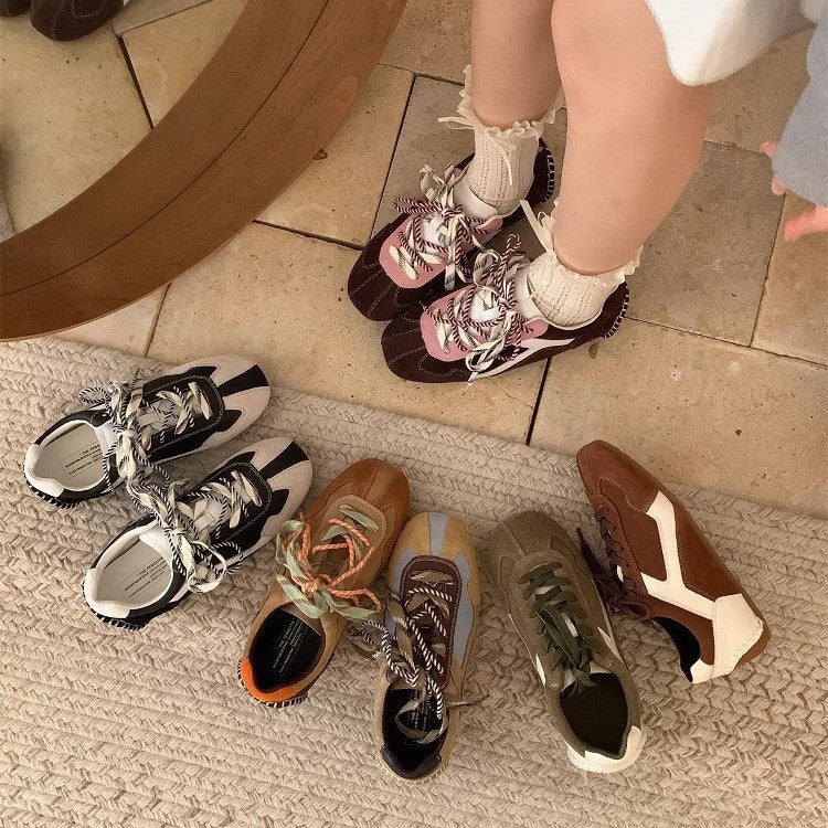 Women's Leather Deconstructed Retro Low Top Sneakers - Image 4