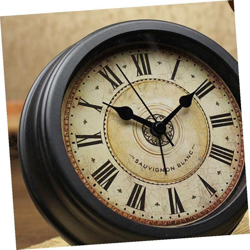 Vintage Retro Desktop Alarm Clock Dual-use Silent Mute Table and Wall Clock for Home Office Décor, Old Style Classic Timepiece Without Battery - Image 2
