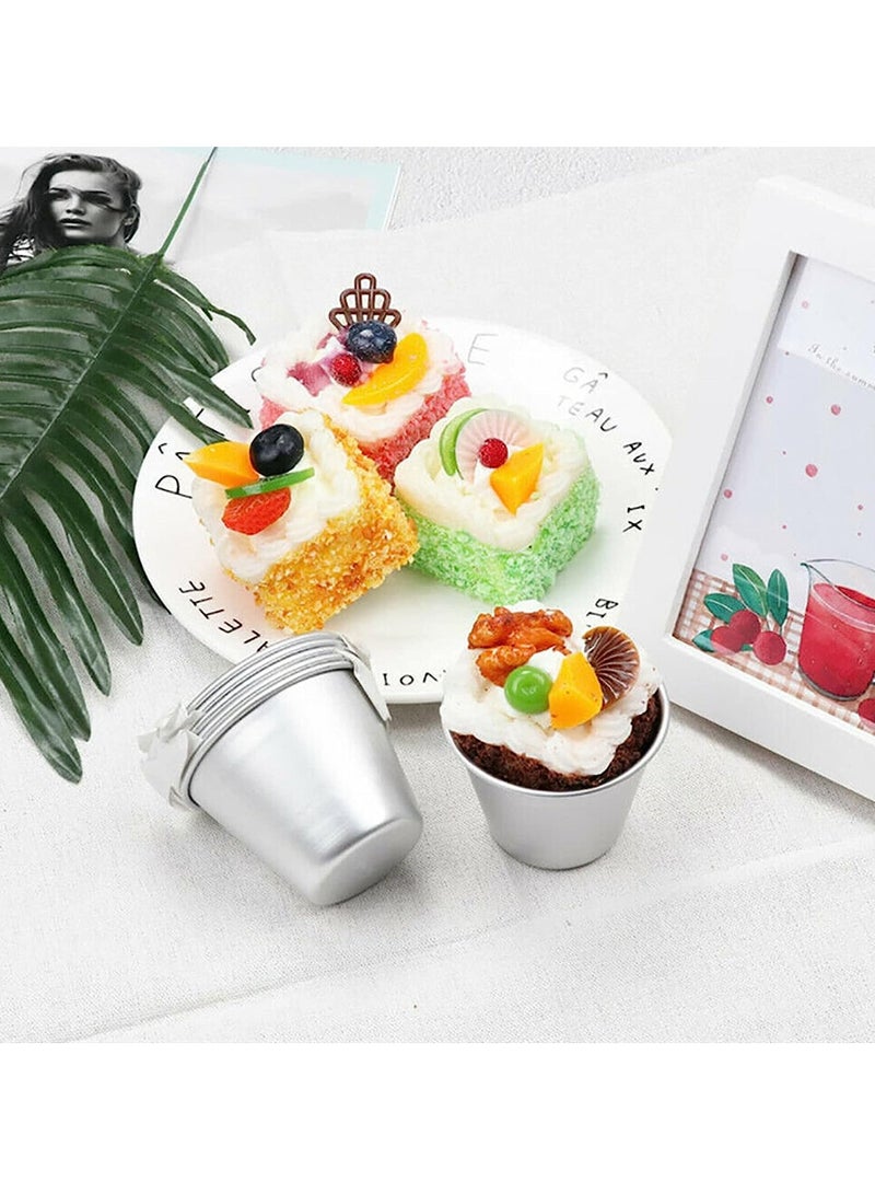 KASTWAVE Pudding Mould, 10 Pack Aluminum Baking Cups Cake Mold Nonstick Egg Tart Moulds Panna Cotta Mould Individual Dariole Moulds Muffin Tins Mini Cupcake Mould Ideal for Kitchen DIY - Image 5