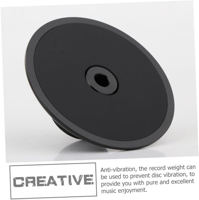 Zerodeko Record Weight Stabilizer Aluminum Alloy Turntable Clamp for Vinyl Disc Players, Black Metal Disc Clamp with Leather Pad for HiFi Vinyl and Vibration Reduction - Image 3