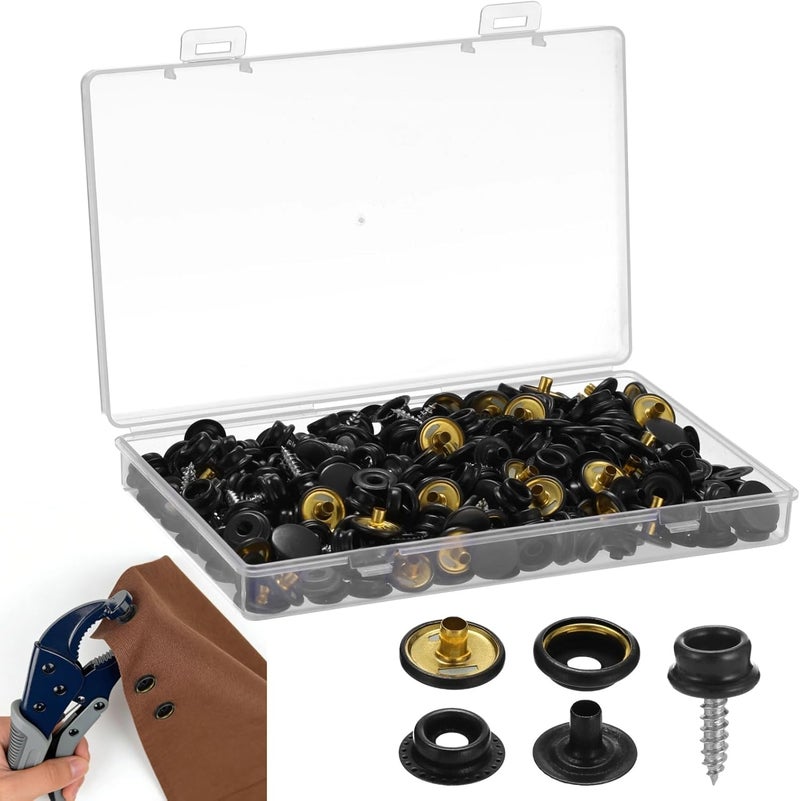 Water rust proof 350 Pcs Copper Button Snap Kit with Storage Box, 100 Set Robust Snap Fasteners for Fabric, Press Button for Boat Cover Repair, Home and Marine Applications Fault optimized construction - Image 1