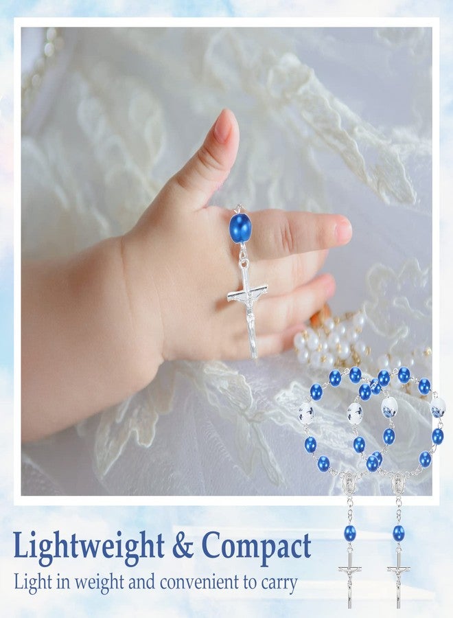 Yinkin 100 Pcs Baptism Favors Set Includes Mini Rosary, Baptism Favor Boxes, White Organza Bags and Kraft Thank You Tags 25 Sets Each for Christening Communion Baby Shower Party Decorations(Blue) - Image 5