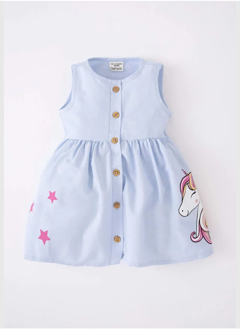 DeFacto Regular Fit Sleeveless Unicorn Print Mini Dress