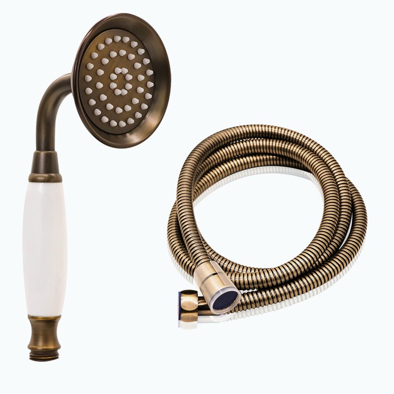 ENGA Vintage Handheld Shower Rain Sprayer Telephone Shaped Brass Ceramic Shower Head with 59 Inch Hose for Bathroom Retro Bronze