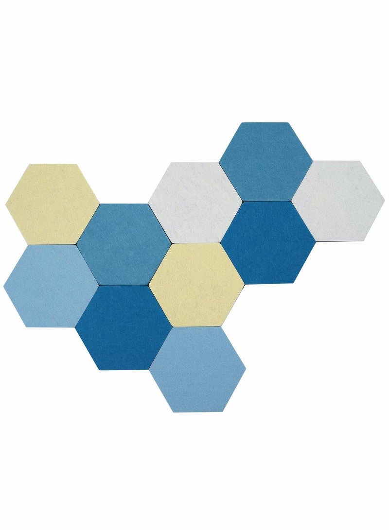 Self Adhesive Bulletin Boards 10Pcs 15cm Hexagon Felt Board Tiles with Push Pins for Walls Cork Pin Pictures Photos Memos - Image 1