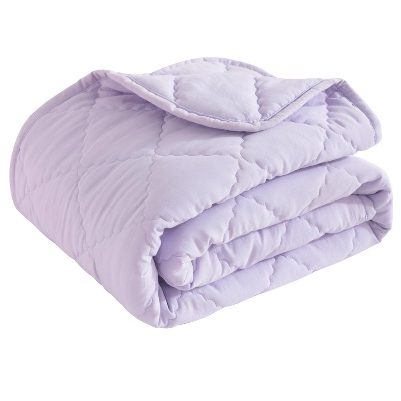 BEDSUM 100% Brushed Microfiber Down Alternative Toddler Comforter, Ultra Soft Lightweight and Warm Breathable Crib Quilted Blanket for Nursery Stroller Bed, 39x47 Inches, Light Purple - Image 1