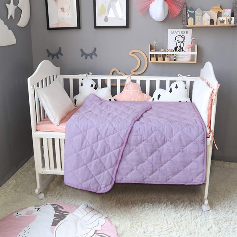BEDSUM 100% Brushed Microfiber Down Alternative Toddler Comforter, Ultra Soft Lightweight and Warm Breathable Crib Quilted Blanket for Nursery Stroller Bed, 39x47 Inches, Light Purple - Image 4