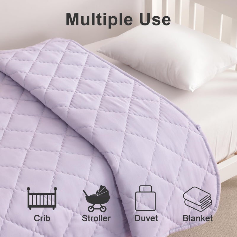 BEDSUM 100% Brushed Microfiber Down Alternative Toddler Comforter, Ultra Soft Lightweight and Warm Breathable Crib Quilted Blanket for Nursery Stroller Bed, 39x47 Inches, Light Purple - Image 3