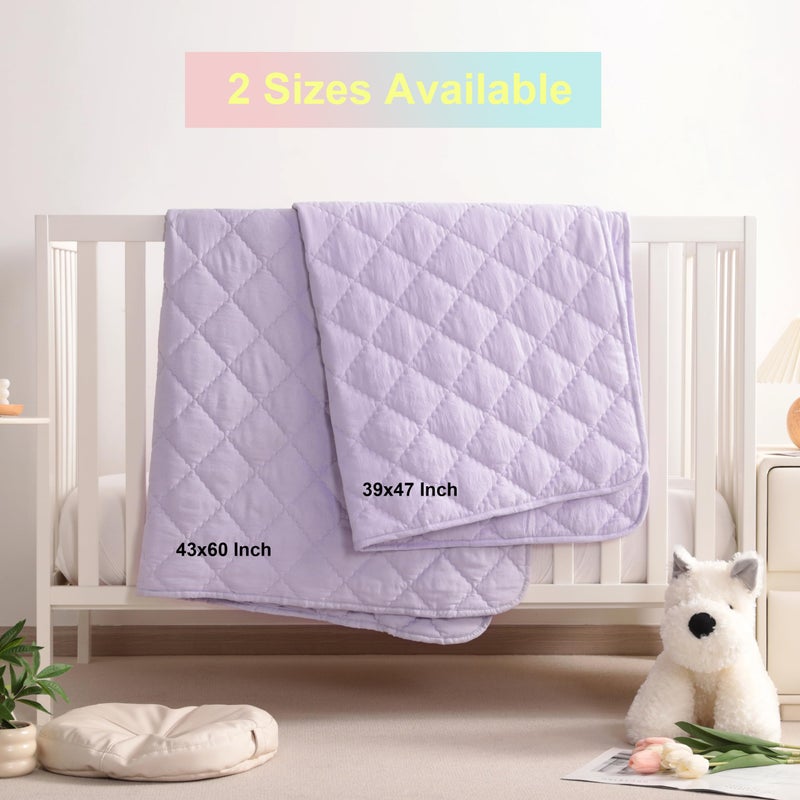 BEDSUM 100% Brushed Microfiber Down Alternative Toddler Comforter, Ultra Soft Lightweight and Warm Breathable Crib Quilted Blanket for Nursery Stroller Bed, 39x47 Inches, Light Purple - Image 2