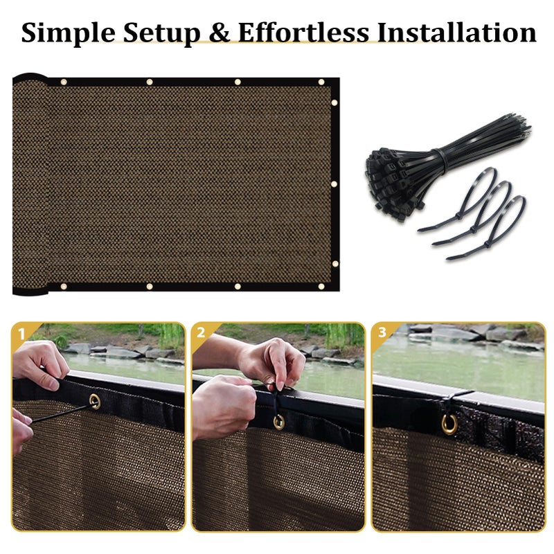 Shade&Beyond 4' X 50' Fence Privacy Screen Heavy Duty 170 GSM Fencing Mesh Shade Net Cover for Wall Garden Back Yard Outdoor Home Decoration, Brown - Image 4