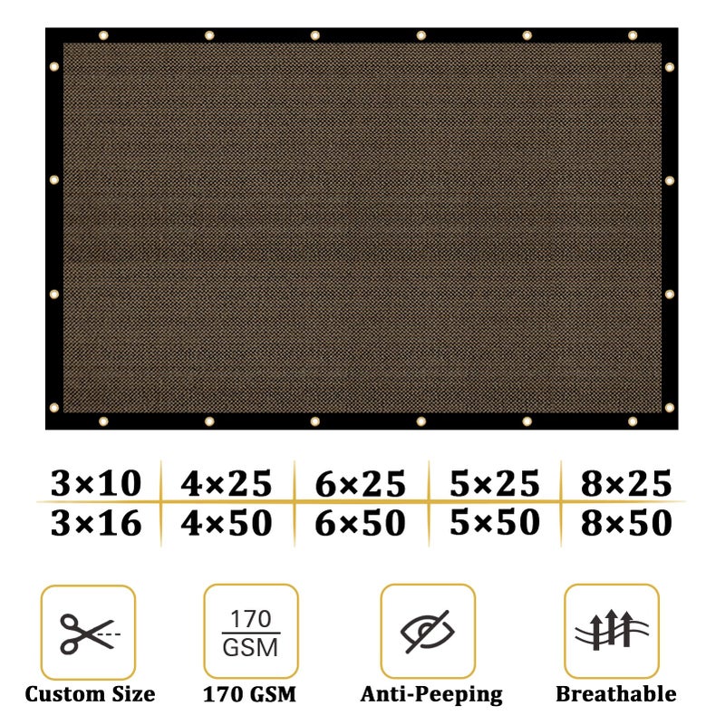 Shade&Beyond 4' X 50' Fence Privacy Screen Heavy Duty 170 GSM Fencing Mesh Shade Net Cover for Wall Garden Back Yard Outdoor Home Decoration, Brown - Image 3