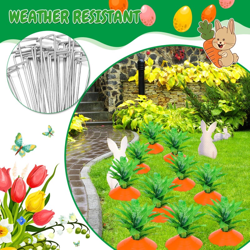 Silipull 12 Set Easter Yard Carrot Decorations Garden Stake Fade Resistant Carrot Yard Stake Outdoor Plastic Rustic Sign for Easter Home Lawn Spring Party Supplies 2026 Upgraded Quality Material - Image 3