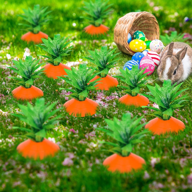 Silipull 12 Set Easter Yard Carrot Decorations Garden Stake Fade Resistant Carrot Yard Stake Outdoor Plastic Rustic Sign for Easter Home Lawn Spring Party Supplies 2026 Upgraded Quality Material - Image 4