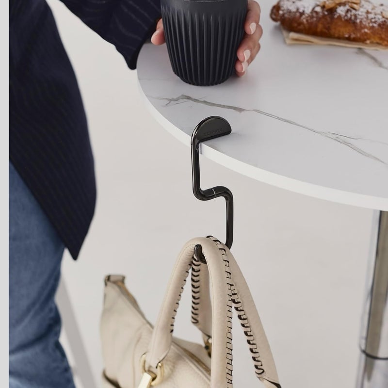 KLIPSTA FLIP Bag Hook - Newly Redesigned. Portable Purse Hanger for Table with Magnetic Closure. Now Holds up to 50 lbs. Gifts for Women, Stocking Stuffers (Chrome Black) - Image 5